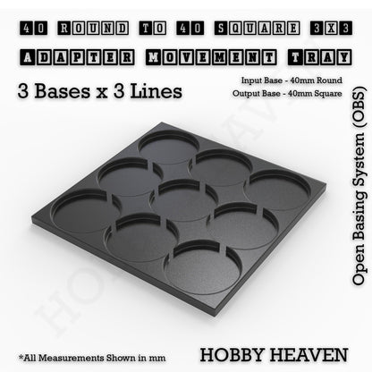 Round to Square Movement Trays Adapters for Tabletop Games