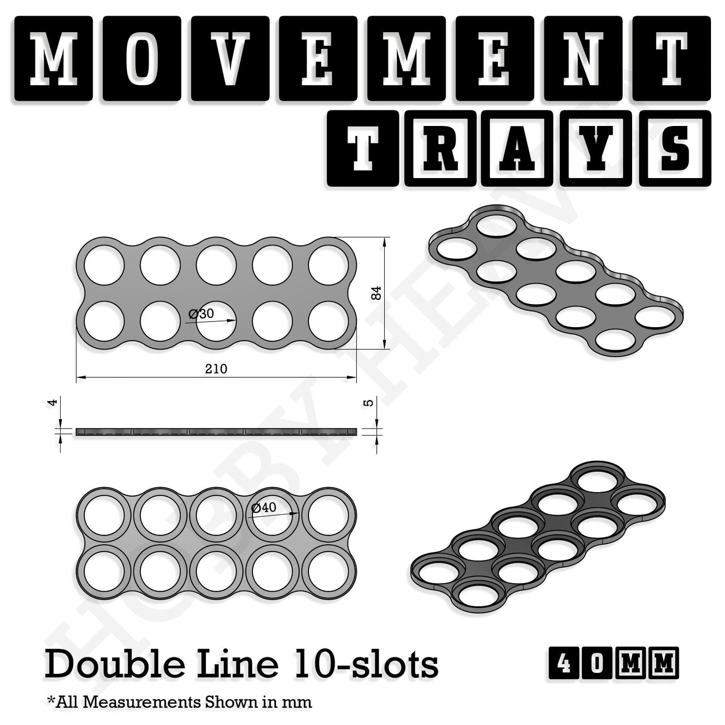 40mm Movement Trays for 28mm Miniatures | Tabletop Wargames Compatible | Full Range