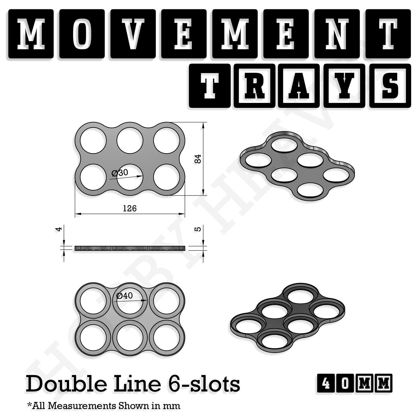 40mm Movement Trays for 28mm Miniatures | Tabletop Wargames Compatible | Full Range