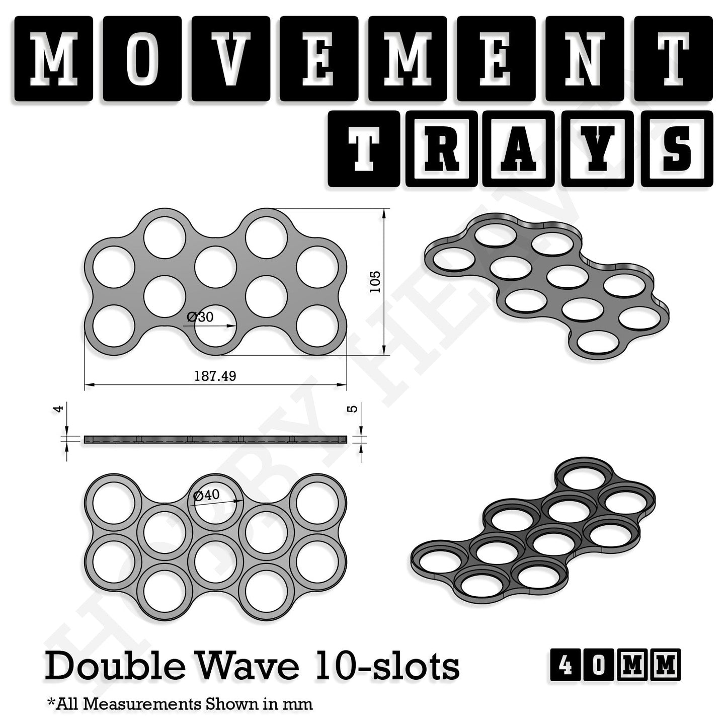 40mm Movement Trays for 28mm Miniatures | Tabletop Wargames Compatible | Full Range