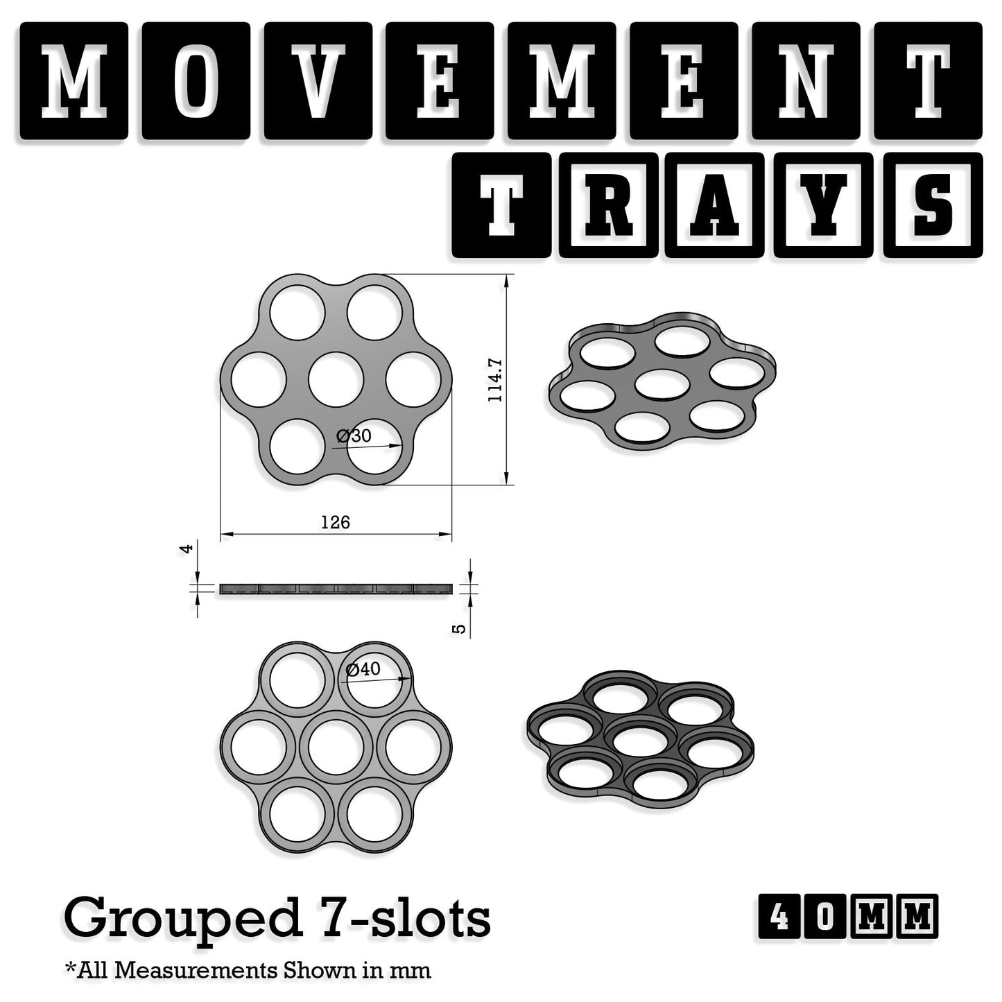 40mm Movement Trays for 28mm Miniatures | Tabletop Wargames Compatible | Full Range