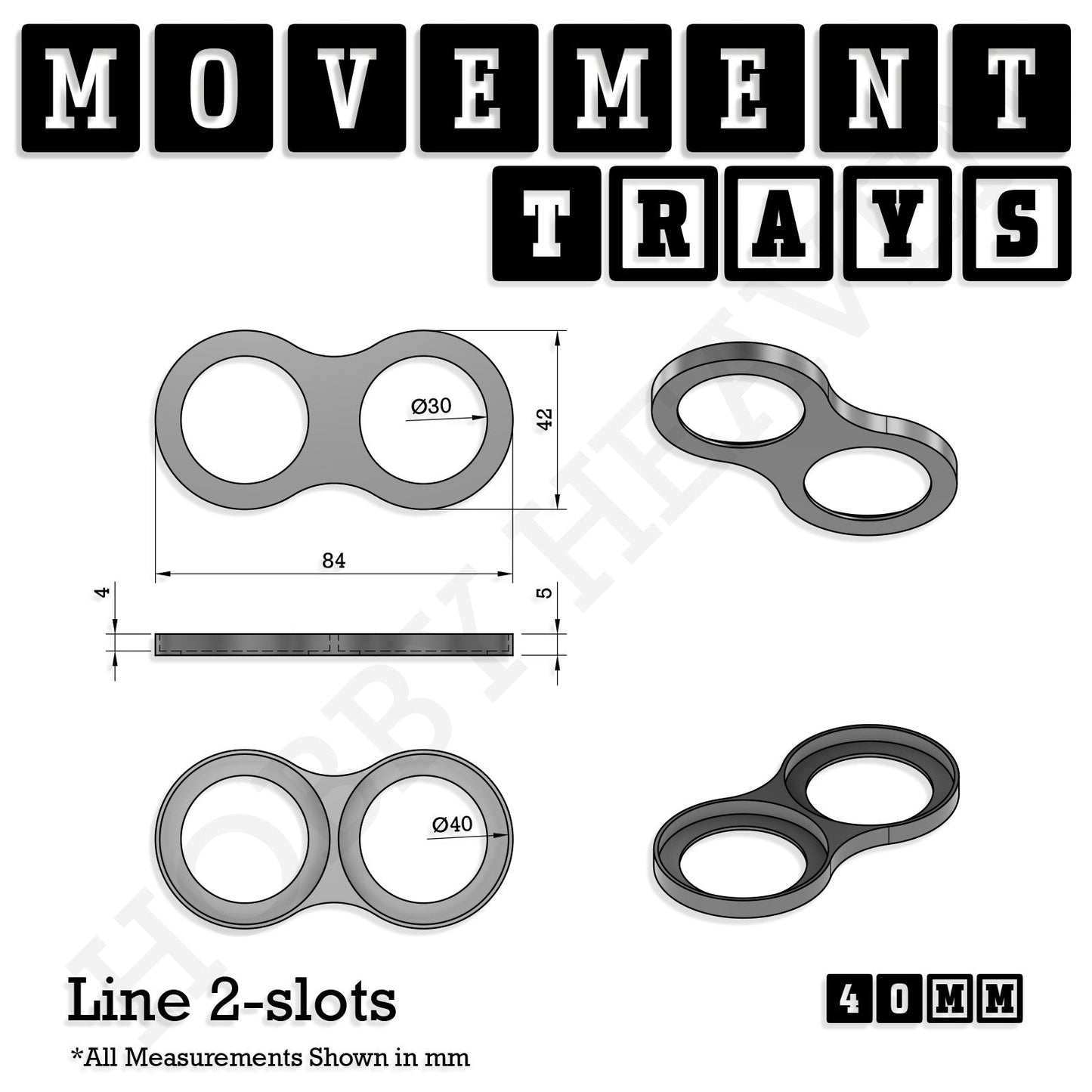 40mm Movement Trays for 28mm Miniatures | Tabletop Wargames Compatible | Full Range