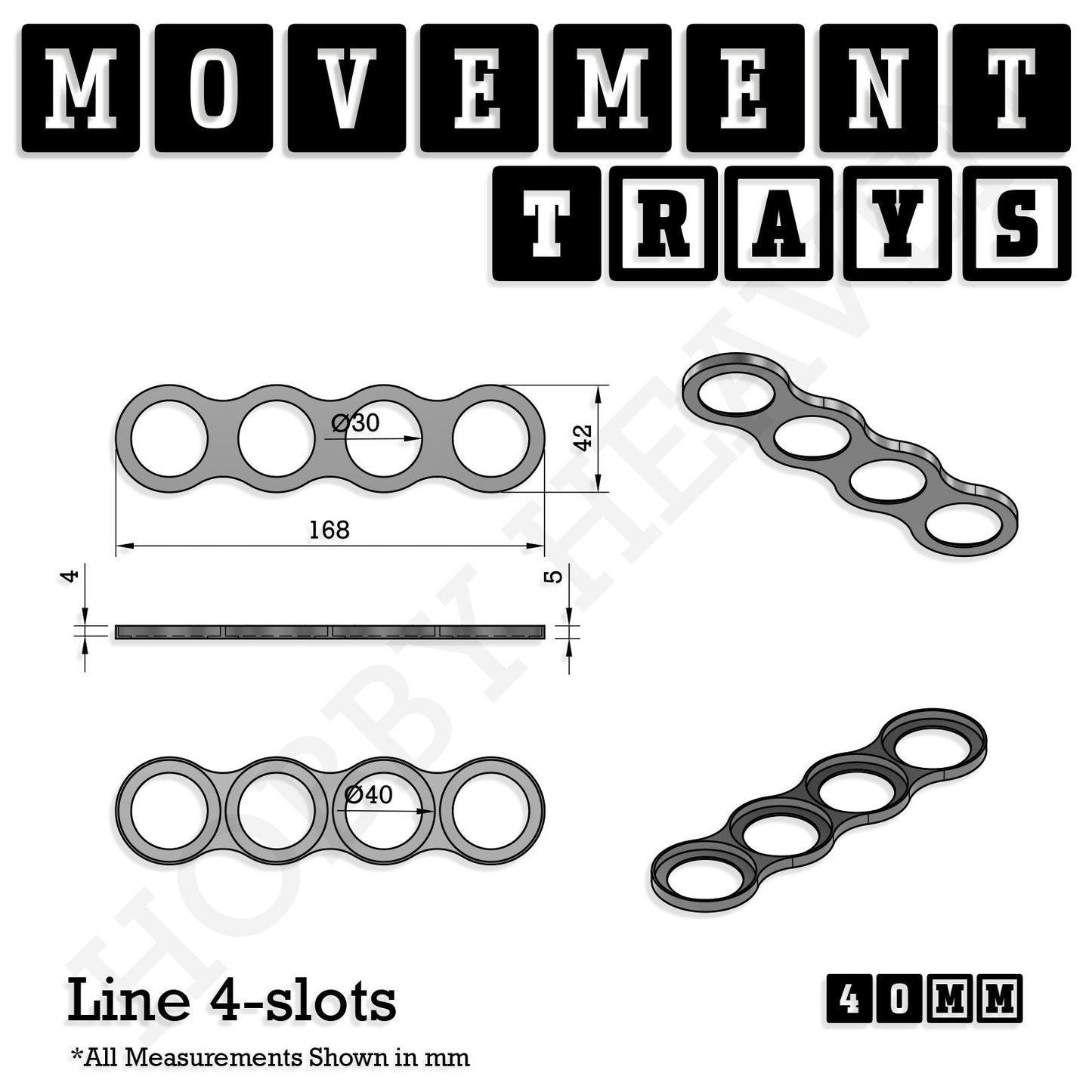 40mm Movement Trays for 28mm Miniatures | Tabletop Wargames Compatible | Full Range