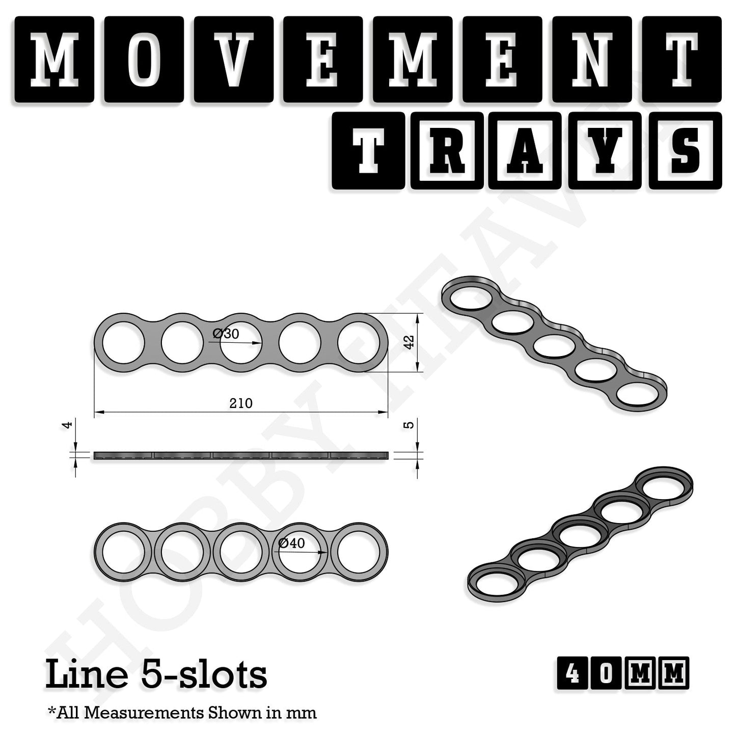 40mm Movement Trays for 28mm Miniatures | Tabletop Wargames Compatible | Full Range