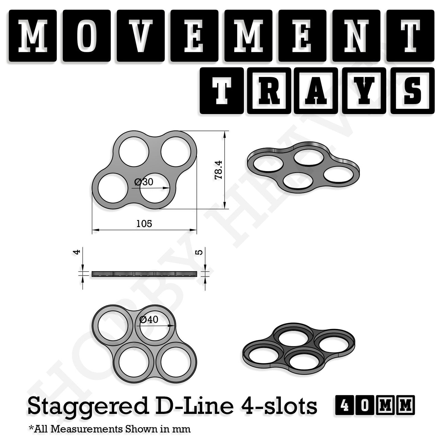40mm Movement Trays for 28mm Miniatures | Tabletop Wargames Compatible | Full Range