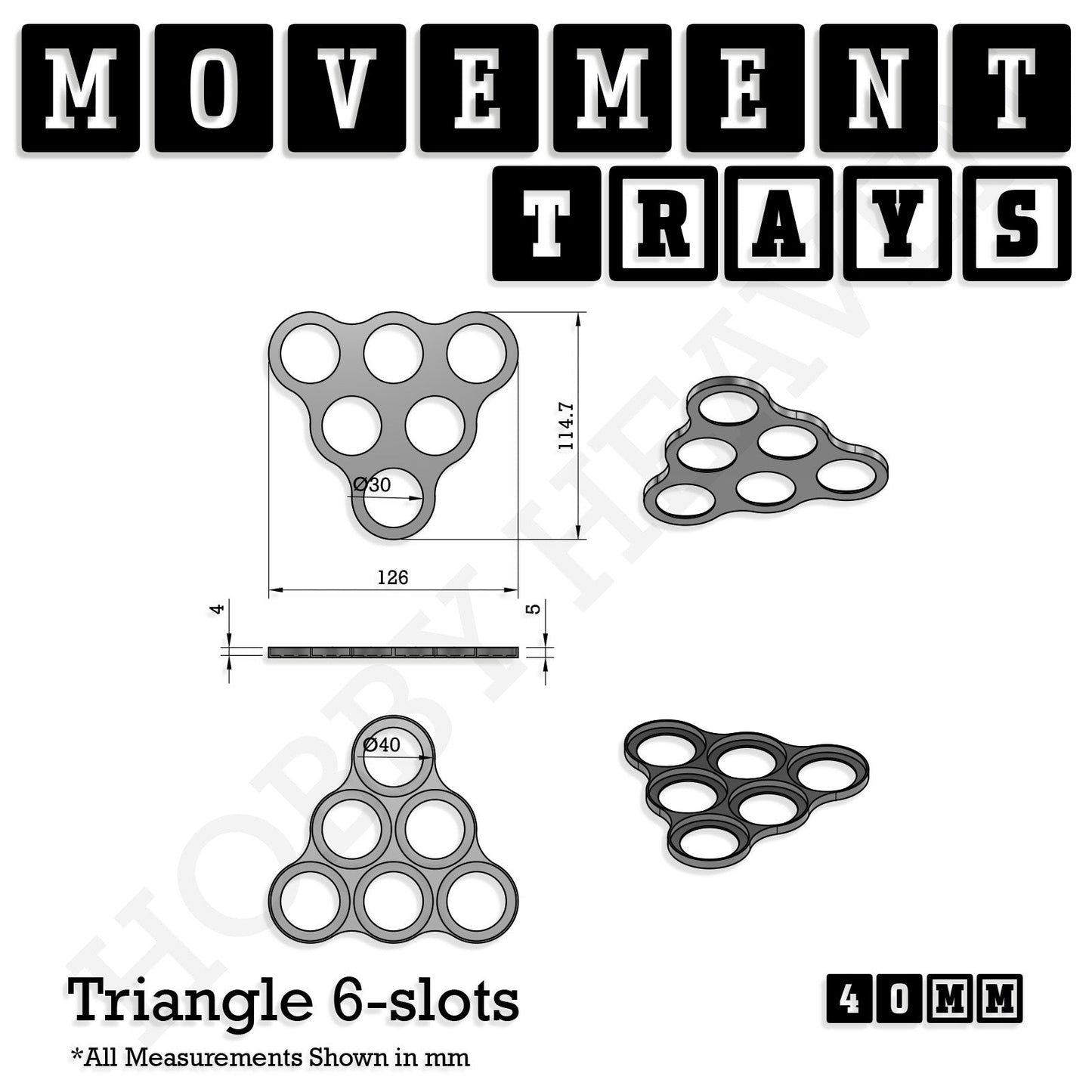 40mm Movement Trays for 28mm Miniatures | Tabletop Wargames Compatible | Full Range