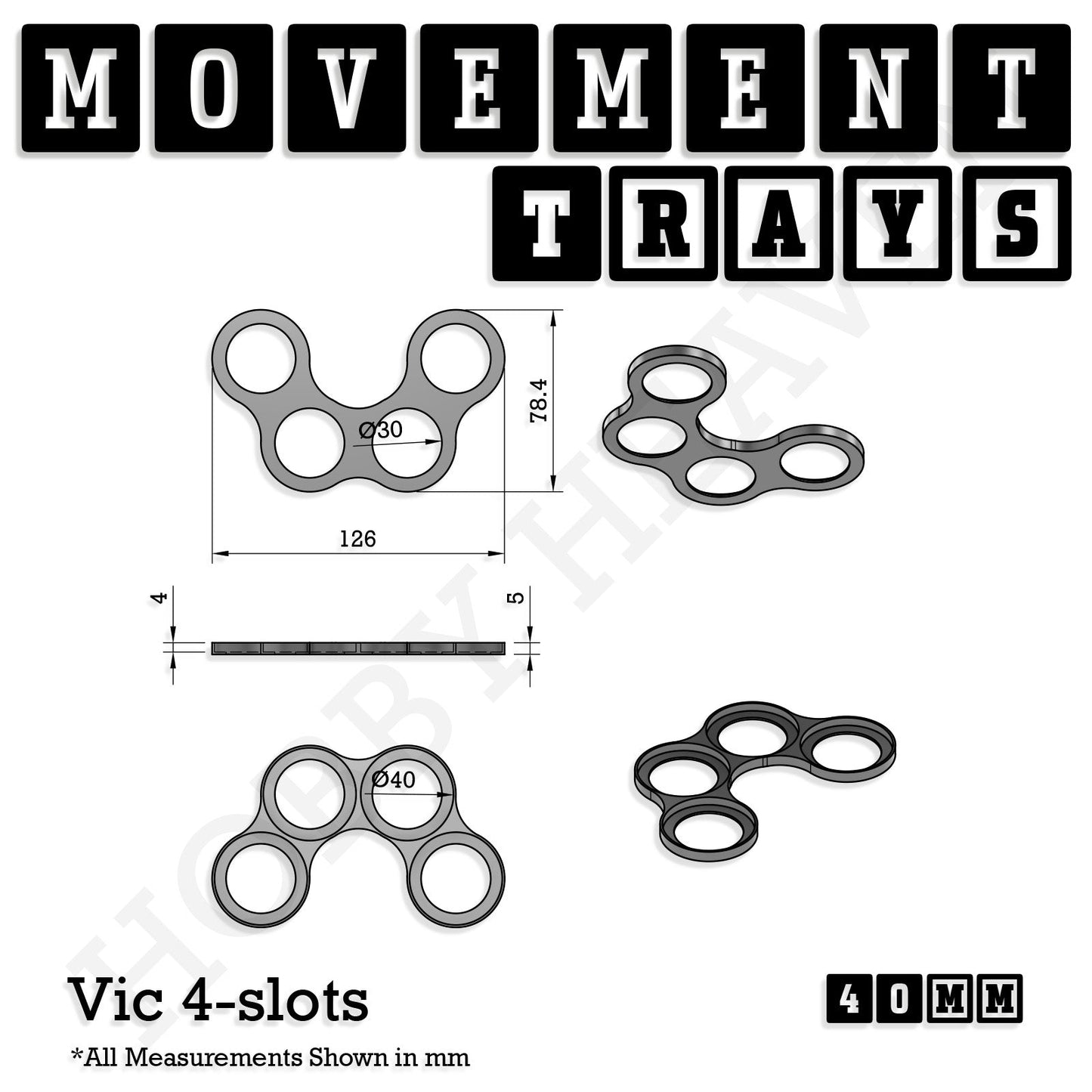 40mm Movement Trays for 28mm Miniatures | Tabletop Wargames Compatible | Full Range