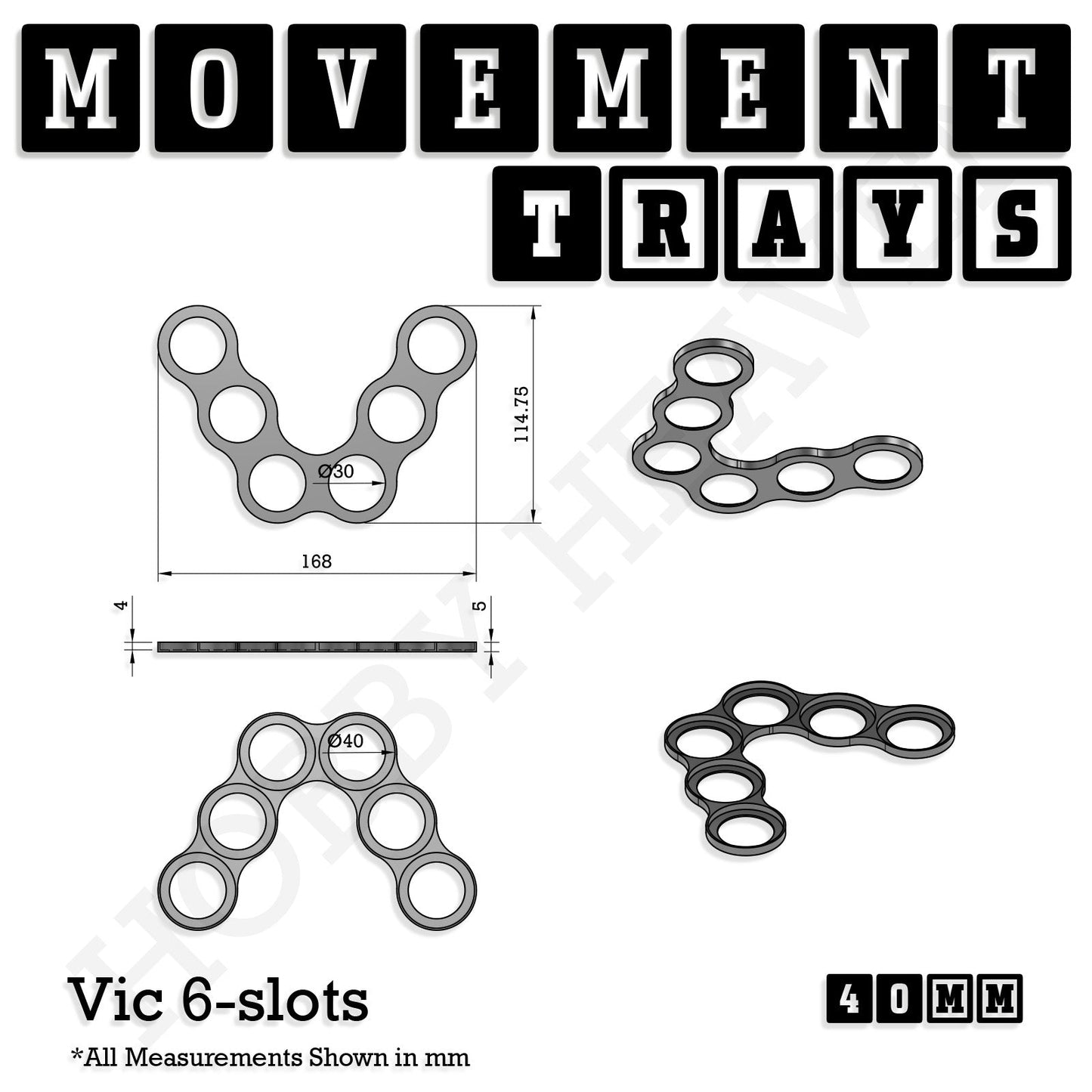 40mm Movement Trays for 28mm Miniatures | Tabletop Wargames Compatible | Full Range