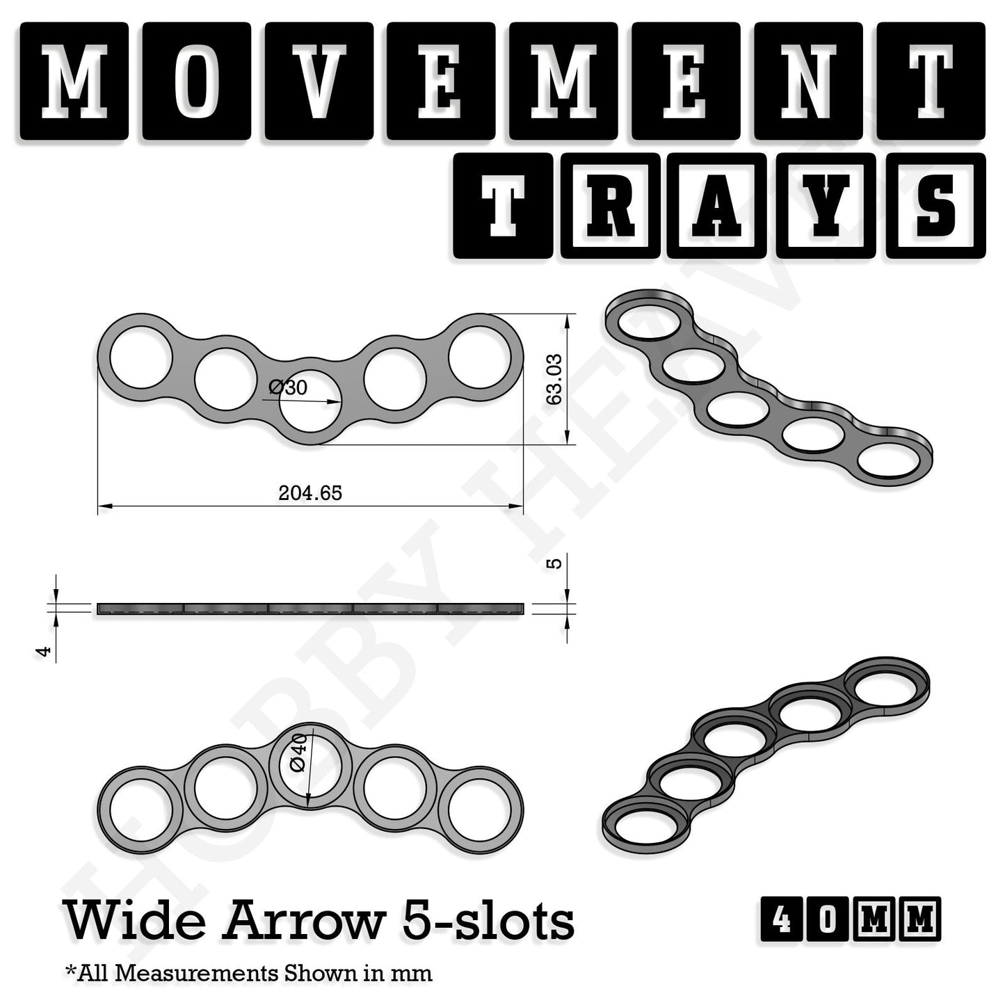 40mm Movement Trays for 28mm Miniatures | Tabletop Wargames Compatible | Full Range