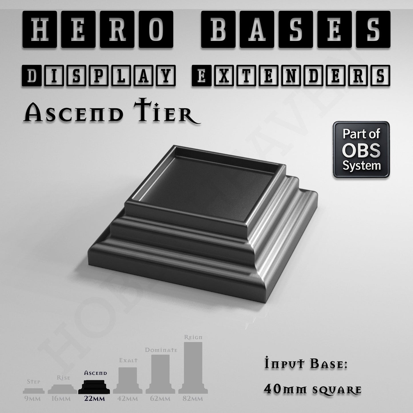 Hero Bases Display Extenders | Squares and Rectangles | Convert Gaming Bases to Display Bases & Plinths