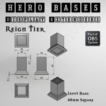Hero Bases Display Extenders | Squares and Rectangles | Convert Gaming Bases to Display Bases & Plinths