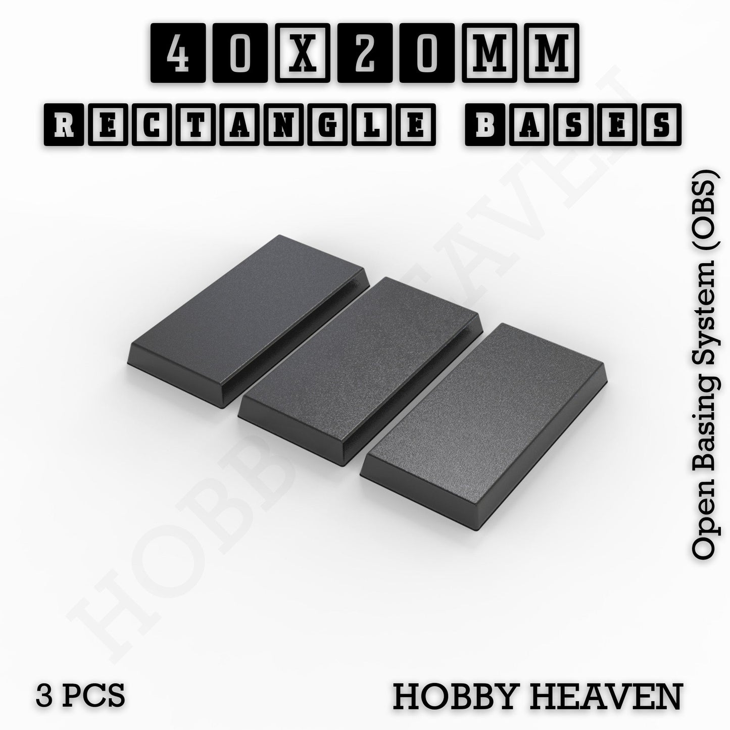 Rectangle Bases Range Sizes - 20x15mm to 75x25mm Small Sizes 3d Print Full Range Tabletop Games
