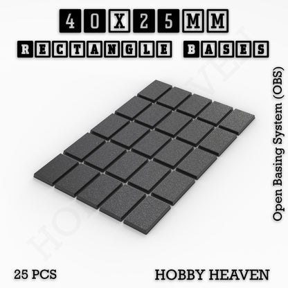 Rectangle Bases Range Sizes - 75x30mm to 125x40mm Medium Sizes 3d Print Full Range Tabletop Games