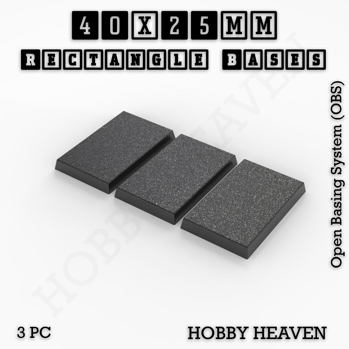 Rectangle Bases Range Sizes - 75x30mm to 125x40mm Medium Sizes 3d Print Full Range Tabletop Games
