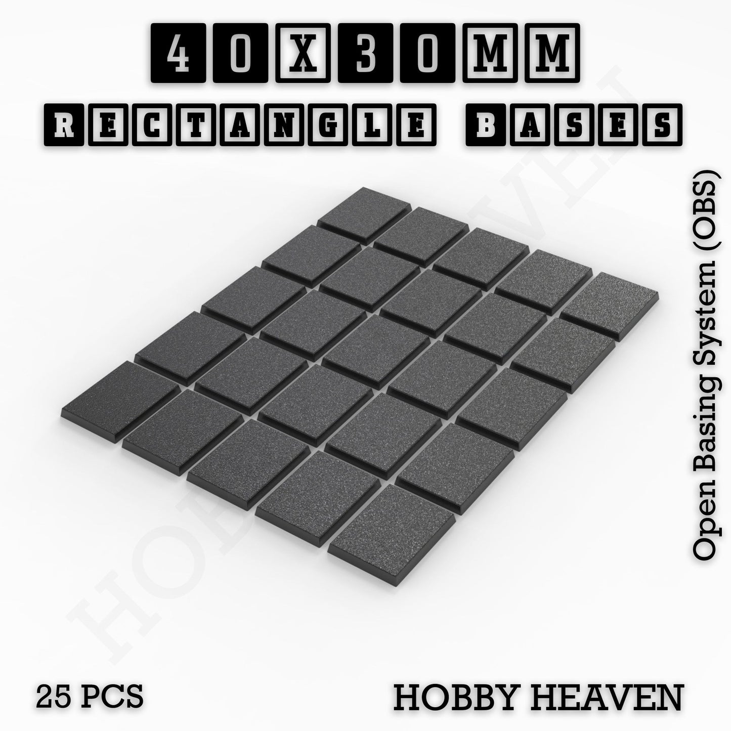 Rectangle Bases Range Sizes - 75x30mm to 125x40mm Medium Sizes 3d Print Full Range Tabletop Games