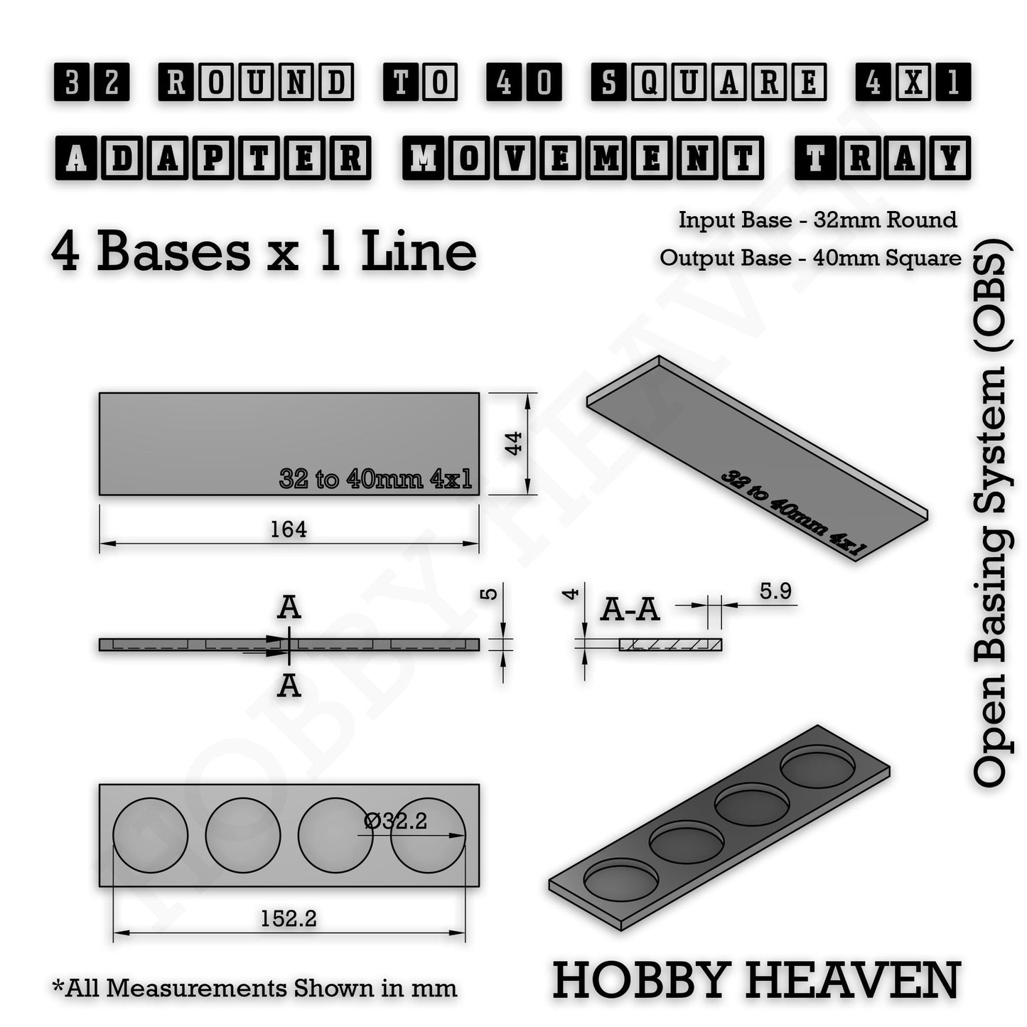 Round to Square Movement Trays Adapters for Tabletop Games