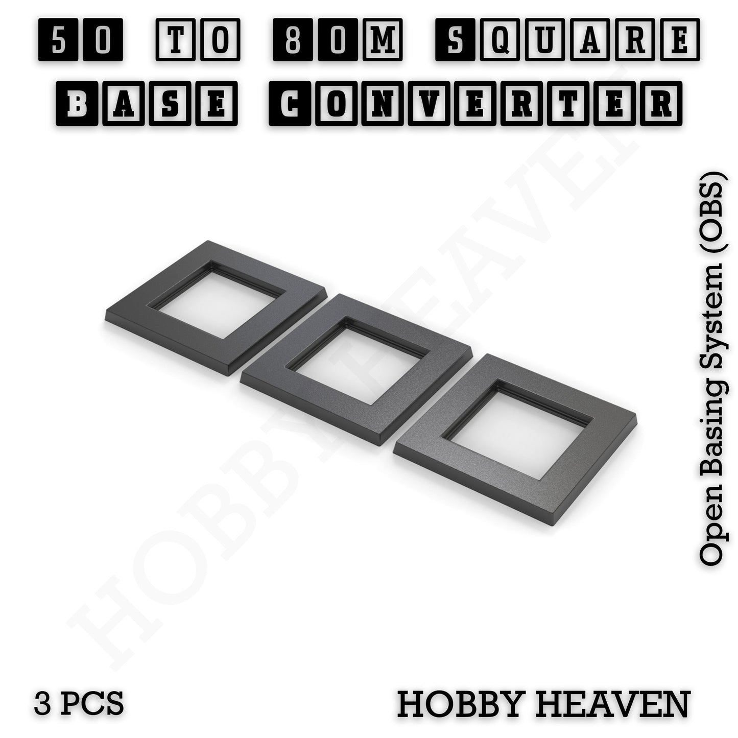 Square to Square Bases Size Converters 3d Print Full Range