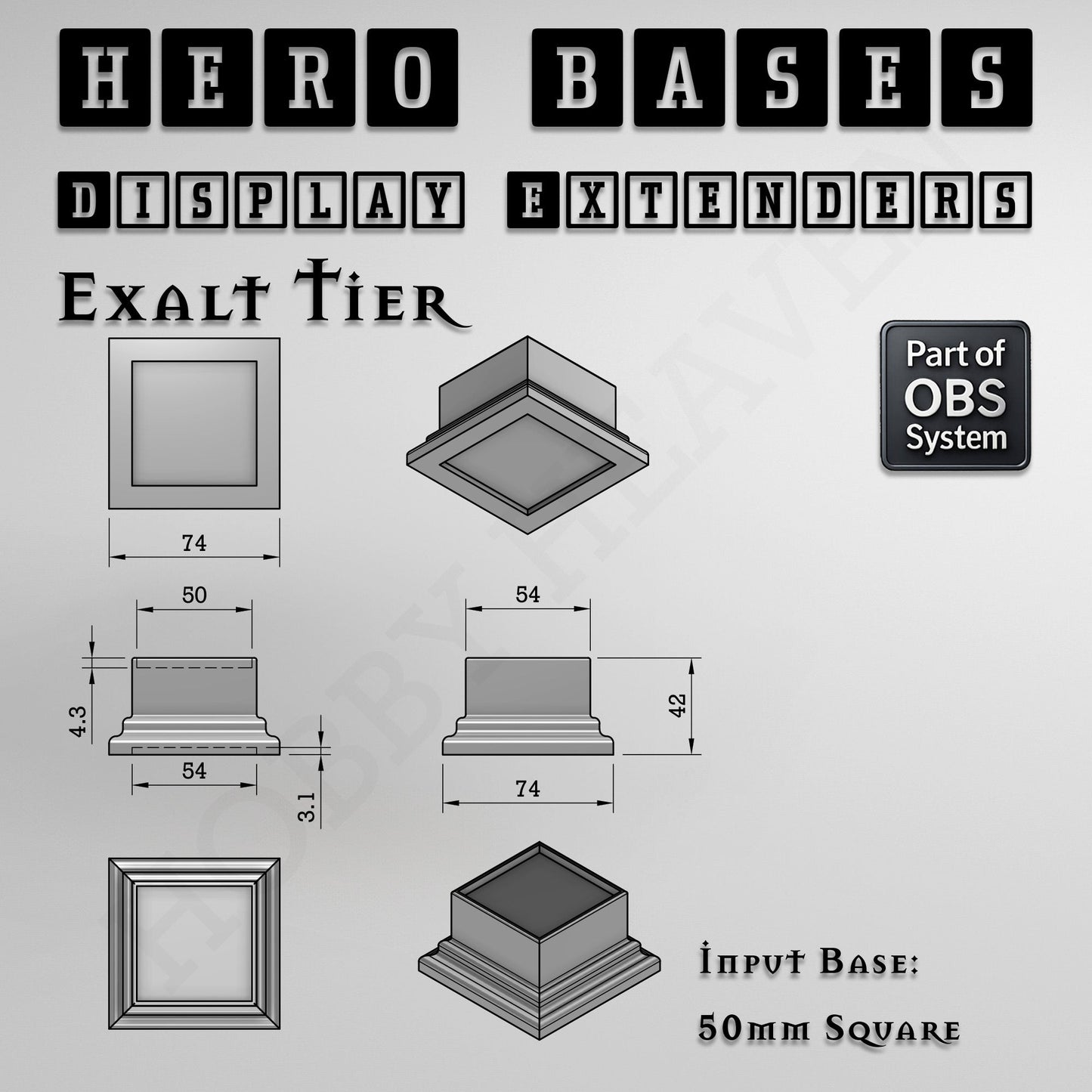 Hero Bases Display Extenders | Squares and Rectangles | Convert Gaming Bases to Display Bases & Plinths