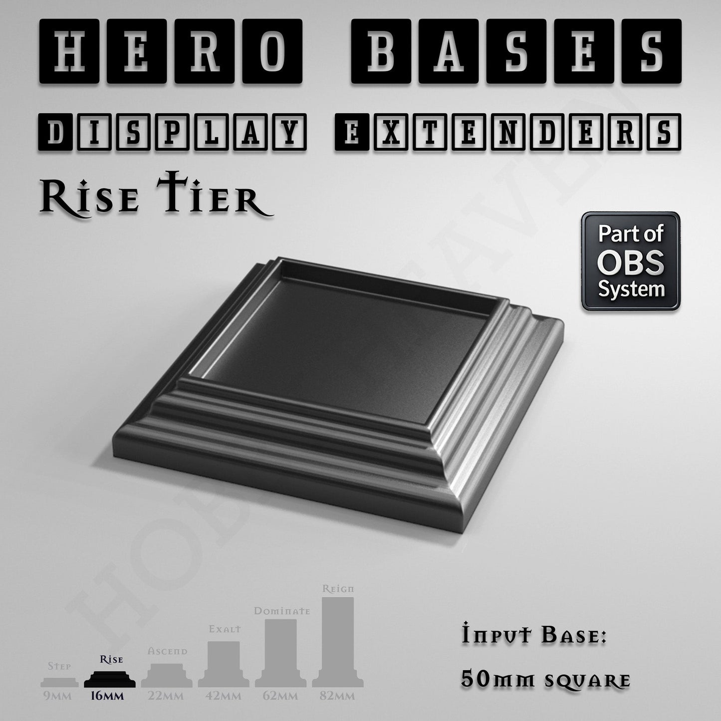 Hero Bases Display Extenders | Squares and Rectangles | Convert Gaming Bases to Display Bases & Plinths