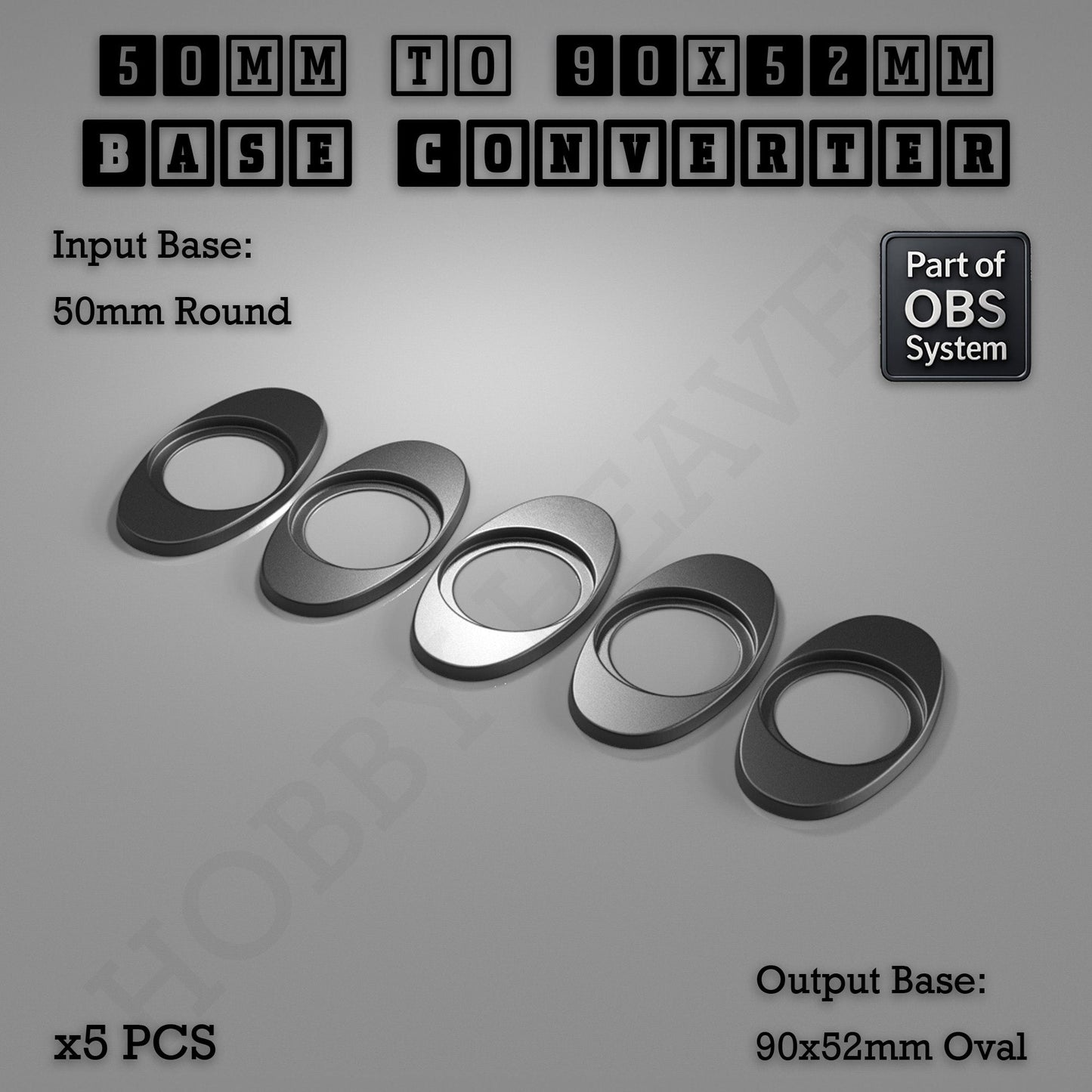 Round To Oval Bases Size Converters 3d Print Full Range
