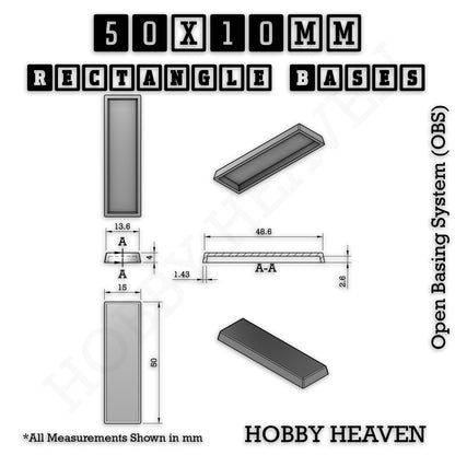 Rectangle Bases Range Sizes - 75x30mm to 125x40mm Medium Sizes 3d Print Full Range Tabletop Games