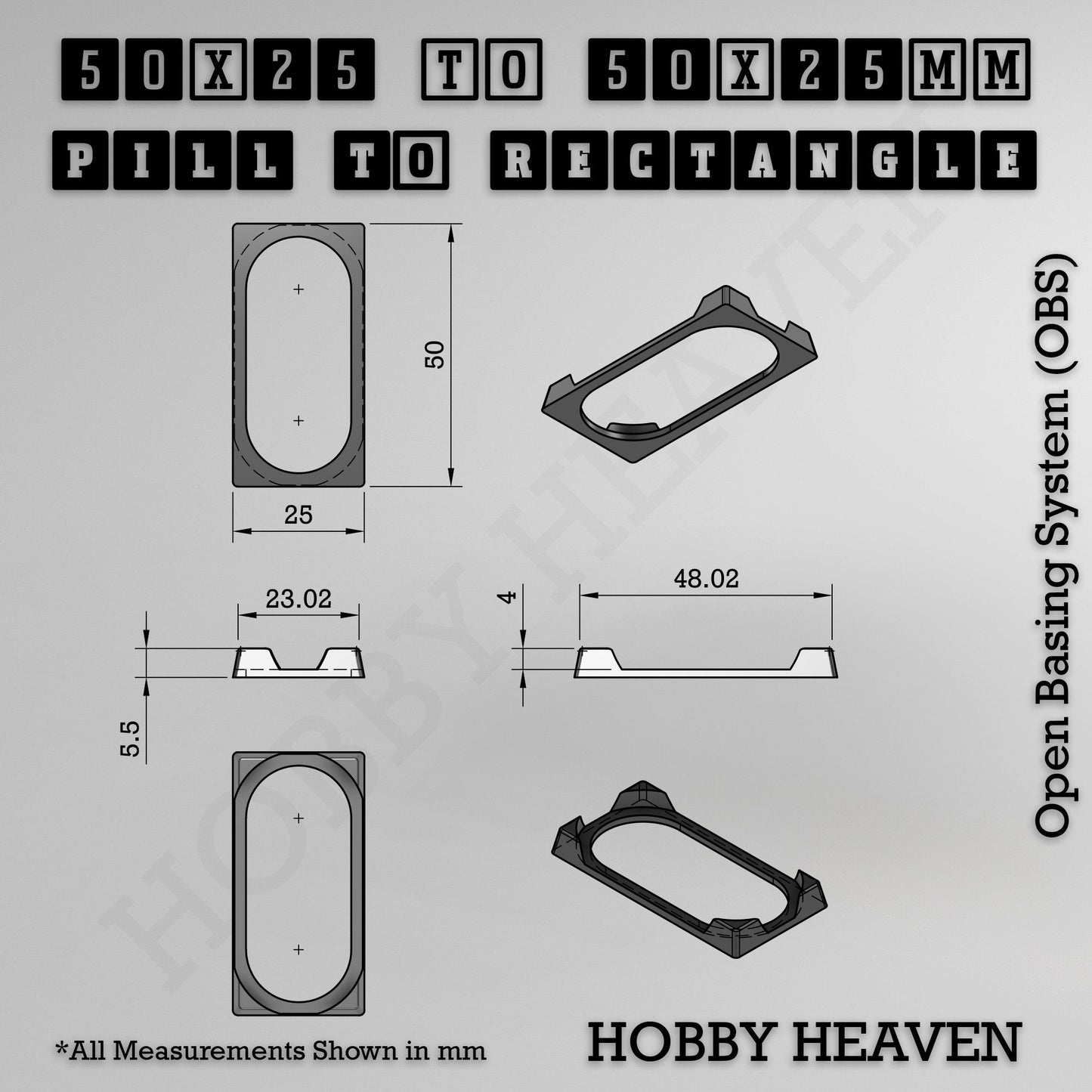 Wargaming Oval to Rectangle Base Converters – Tabletop Games | 3D Printed Tabletop Accessories