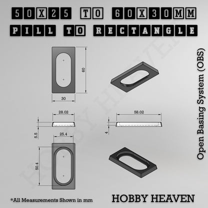 Wargaming Oval to Rectangle Base Converters – Tabletop Games | 3D Printed Tabletop Accessories
