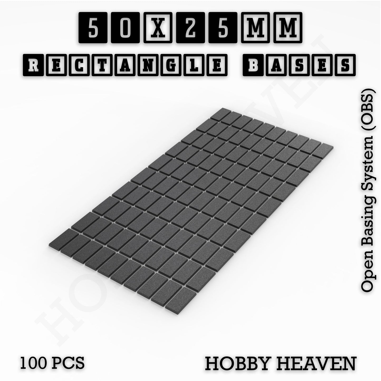 Rectangle Bases Range Sizes - 75x30mm to 125x40mm Medium Sizes 3d Print Full Range Tabletop Games