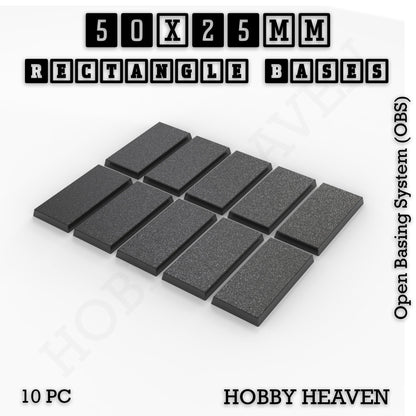 Rectangle Bases Range Sizes - 20x15mm to 75x25mm Small Sizes 3d Print Full Range Tabletop Games