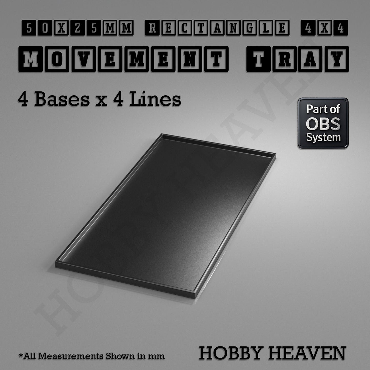 Rectangle Movement Trays | Cavalry & Monsters | 50×25-100×60mm | OBS System