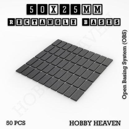 Rectangle Bases Range Sizes - 20x15mm to 75x25mm Small Sizes 3d Print Full Range Tabletop Games