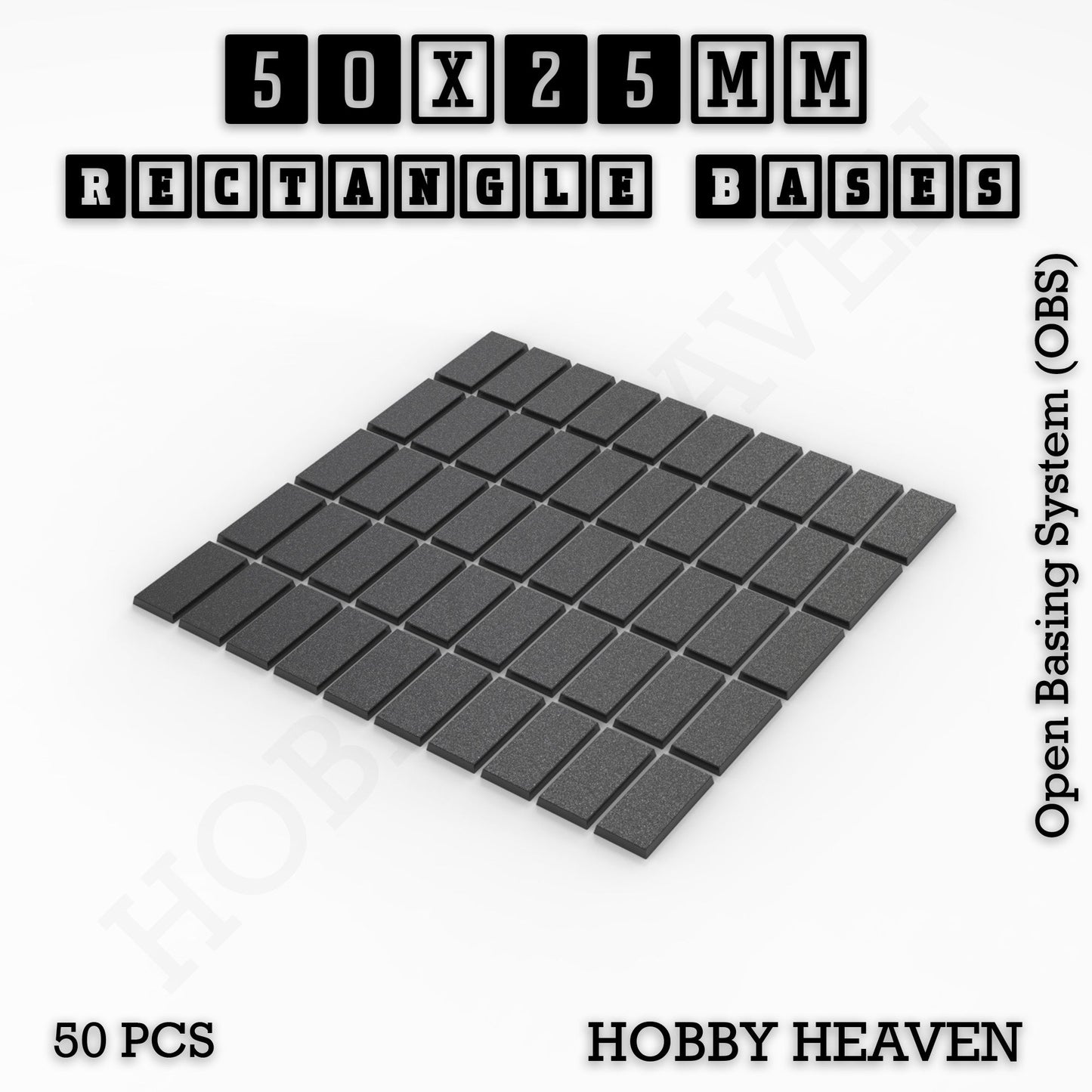 Rectangle Bases Range Sizes - 75x30mm to 125x40mm Medium Sizes 3d Print Full Range Tabletop Games