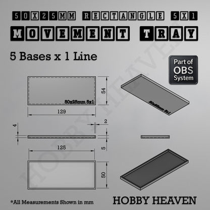 Rectangle Movement Trays | Cavalry & Monsters | 50×25-100×60mm | OBS System