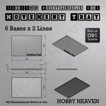 Rectangle Movement Trays | Cavalry & Monsters | 50×25-100×60mm | OBS System
