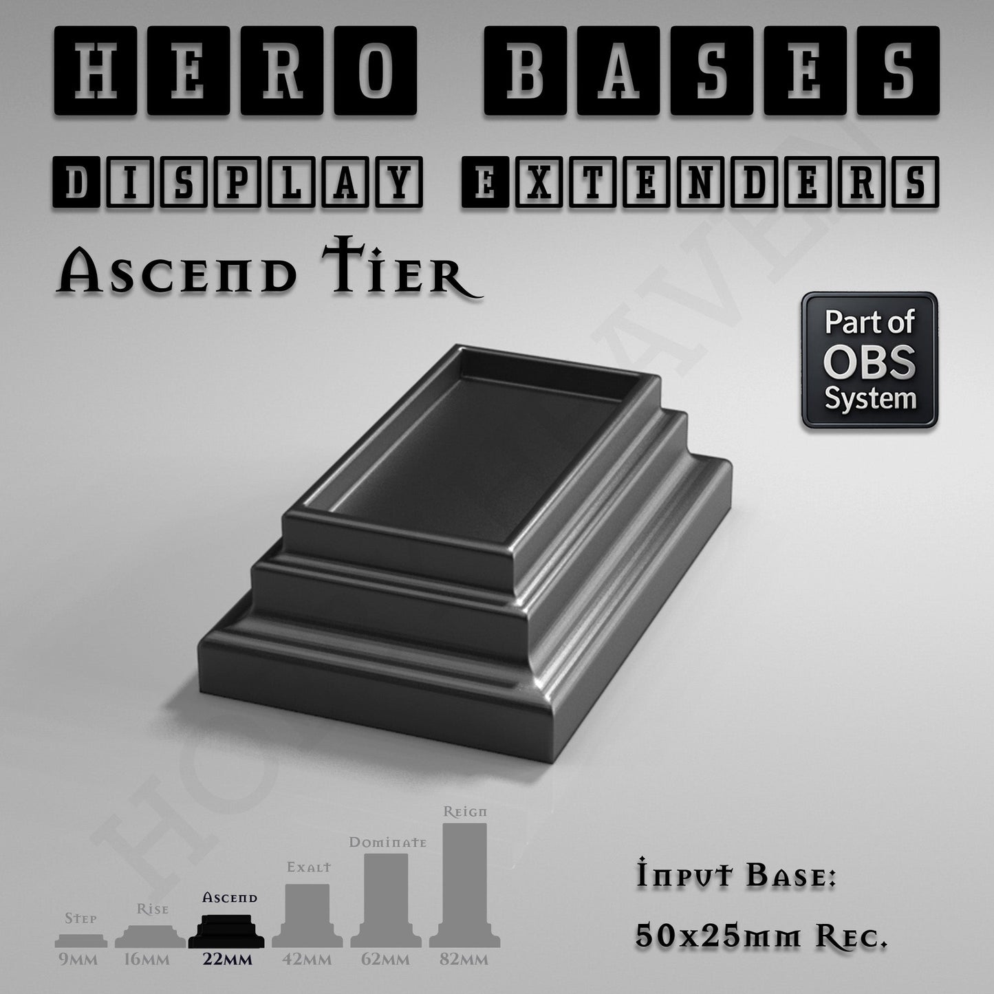 Hero Bases Display Extenders | Squares and Rectangles | Convert Gaming Bases to Display Bases & Plinths