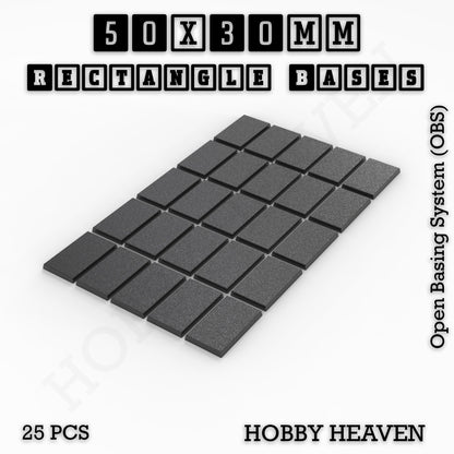 Rectangle Bases Range Sizes - 20x15mm to 75x25mm Small Sizes 3d Print Full Range Tabletop Games