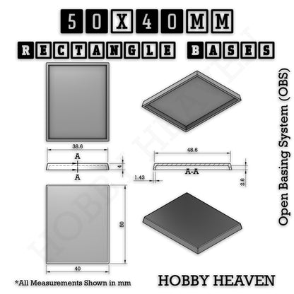 Rectangle Bases Range Sizes - 75x30mm to 125x40mm Medium Sizes 3d Print Full Range Tabletop Games