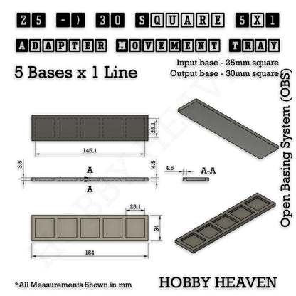 Square and Rectangle Movement Trays Adapters for Tabletop Games