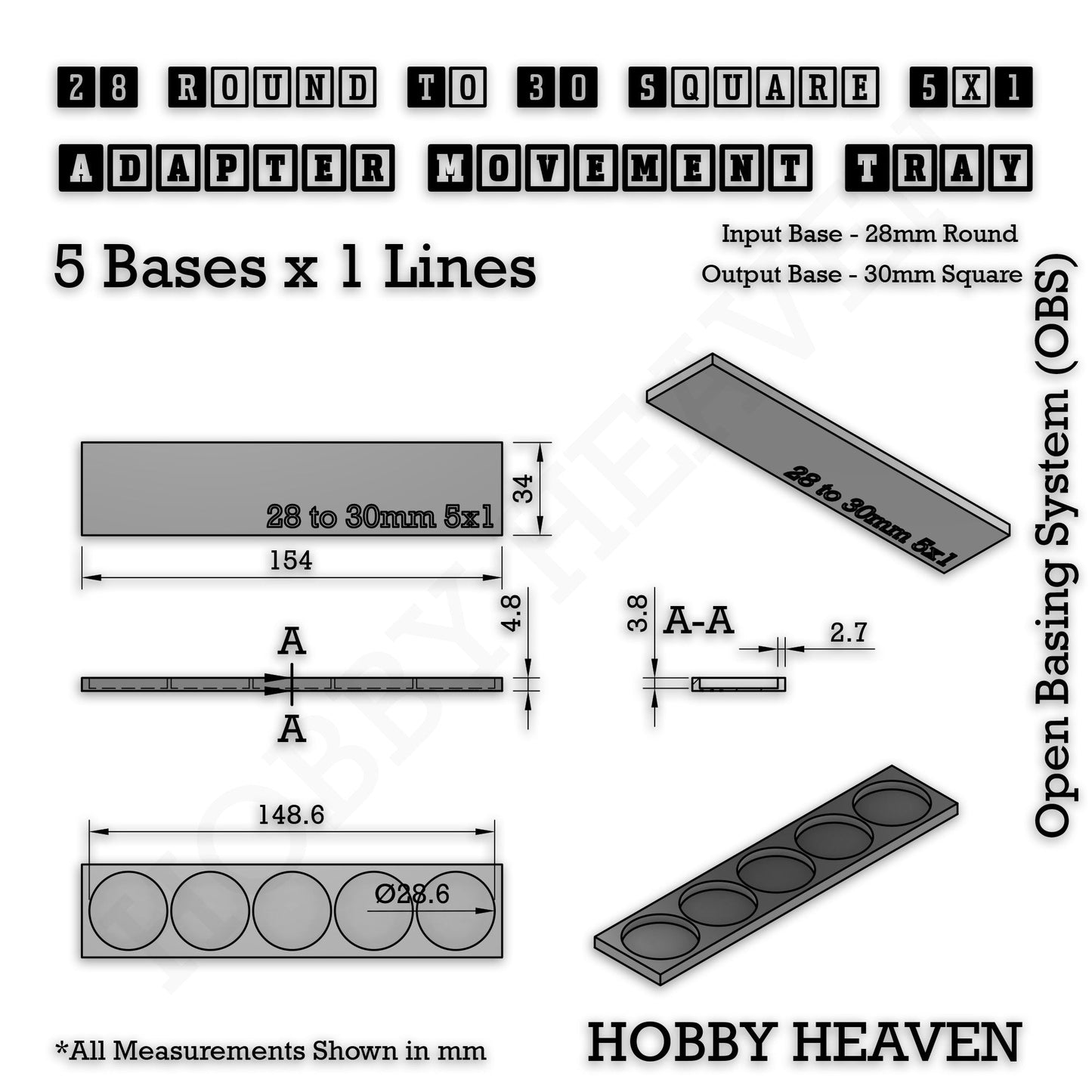 Round to Square Movement Trays Adapters for Tabletop Games