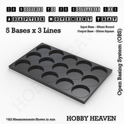 Round to Square Movement Trays Adapters for Tabletop Games