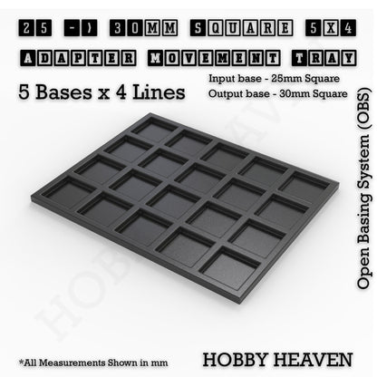 Square and Rectangle Movement Trays Adapters for Tabletop Games