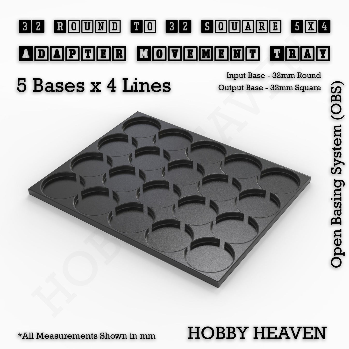 Round to Square Movement Trays Adapters for Tabletop Games