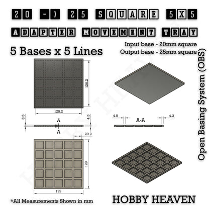 Square and Rectangle Movement Trays Adapters for Tabletop Games