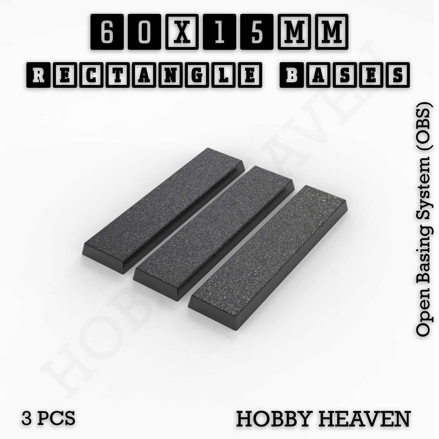 Rectangle Bases Range Sizes - 75x30mm to 125x40mm Medium Sizes 3d Print Full Range Tabletop Games