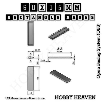 Rectangle Bases Range Sizes - 75x30mm to 125x40mm Medium Sizes 3d Print Full Range Tabletop Games