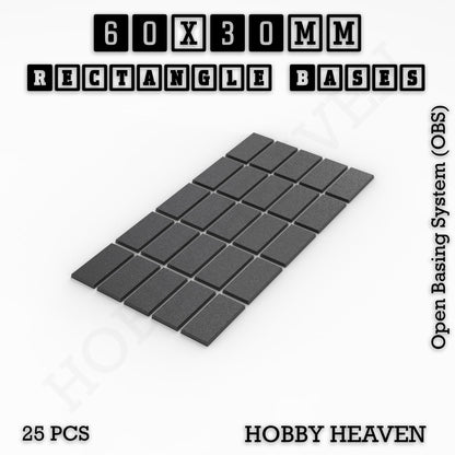 Rectangle Bases Range Sizes - 75x30mm to 125x40mm Medium Sizes 3d Print Full Range Tabletop Games