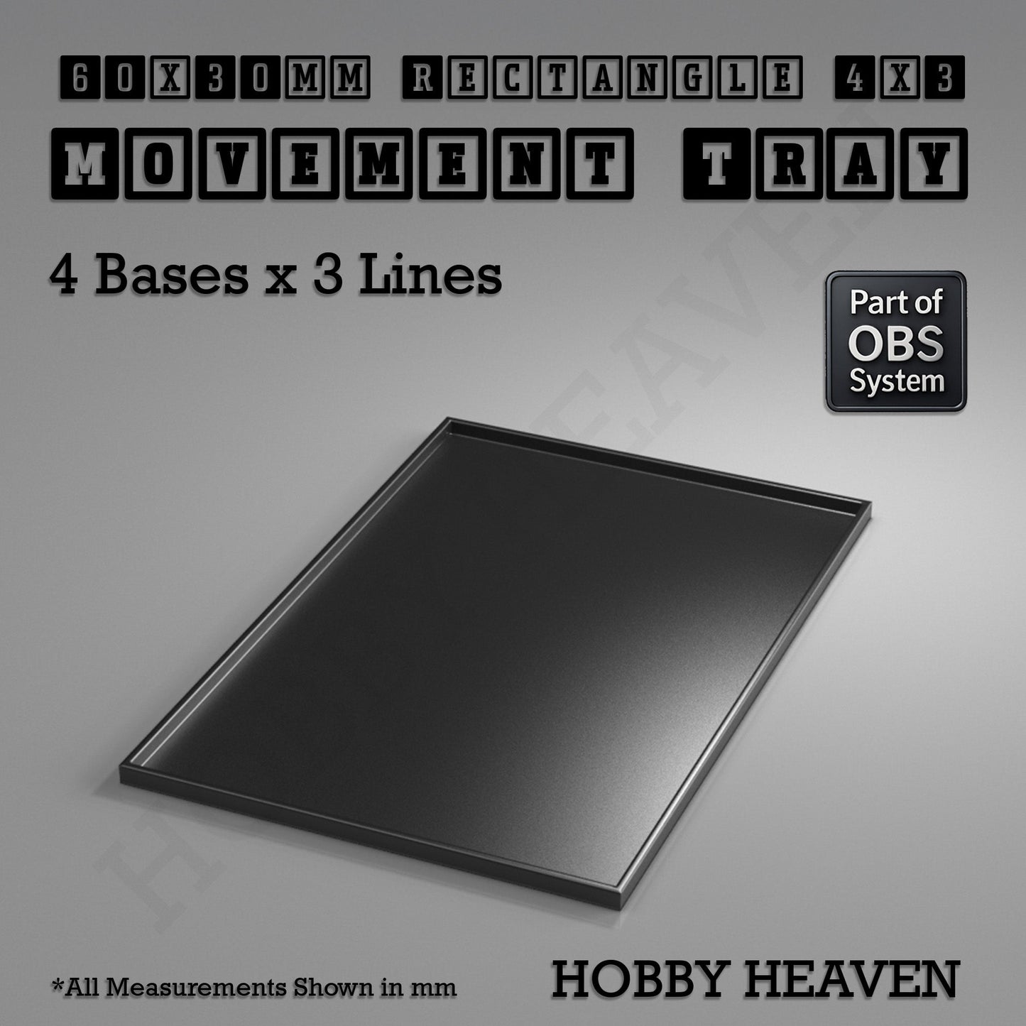 Rectangle Movement Trays | Cavalry & Monsters | 50×25-100×60mm | OBS System