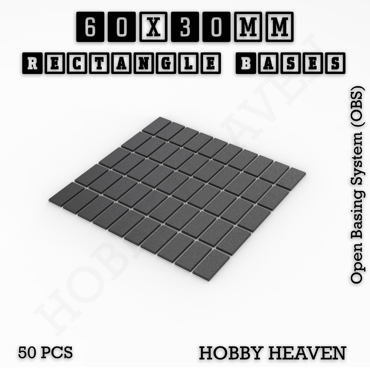 Rectangle Bases Range Sizes - 75x30mm to 125x40mm Medium Sizes 3d Print Full Range Tabletop Games
