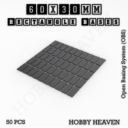 Rectangle Bases Range Sizes - 75x30mm to 125x40mm Medium Sizes 3d Print Full Range Tabletop Games