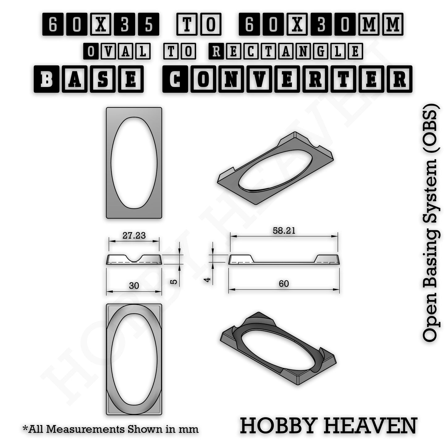 Wargaming Oval to Rectangle Base Converters – Tabletop Games | 3D Printed Tabletop Accessories